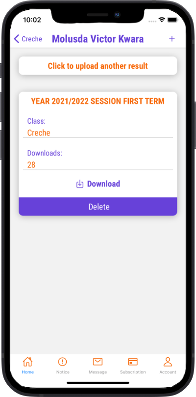 Iphone communication book page on mykidschool mobile app