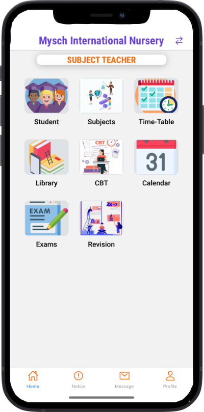 Iphone view subject teacher home page
